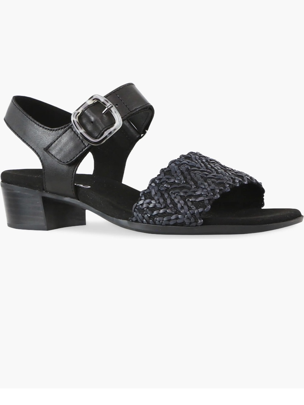Munro Leland black raffia leather sandals 6‎ wide